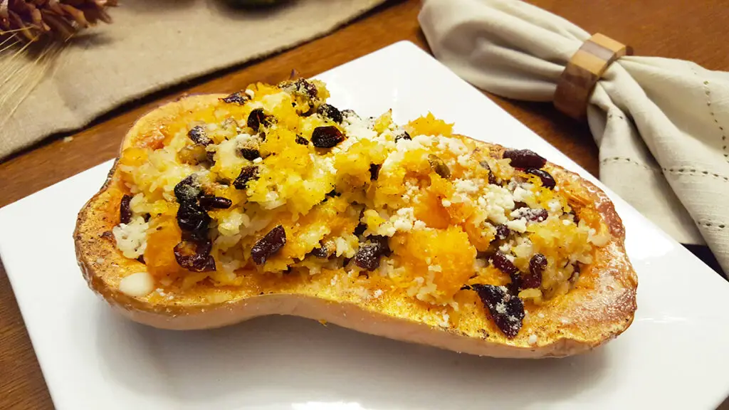 Roasted Cranberry Butternut Squash on a white plate