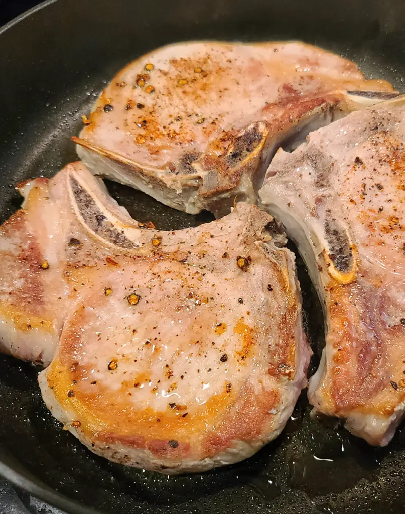 Pork Chops in frying pan